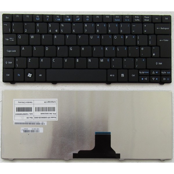 Клавиатура за Acer Aspire One 721 722 751 752 753 ZA3 ZA5 ZA8 1410 1810T Черна UK Голям Ентър