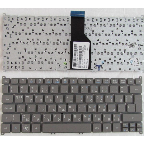 Клавиатура за Acer Aspire One 725 756 Aspire S3-331 S3-371 S3-391 S5-391 B113-E B113-M V5-121 V5-131 V5-132 V5-132P V5-171 TravelMater B1 Сива Голям Ентър Фабрична Кирилица BG