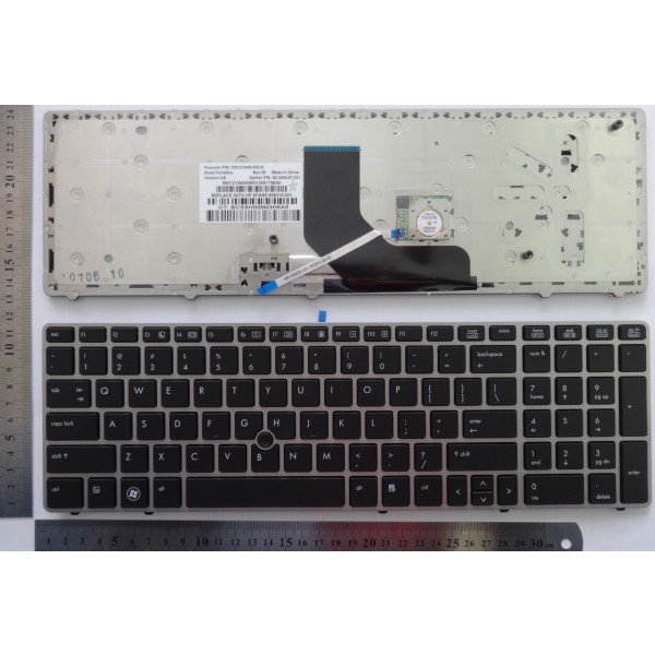 Клавиатура за Probook 6560b 6560p 6565b 6565p EliteBook 8560p 8565p 8570p Черна със Сива Рамка с поинт стик US