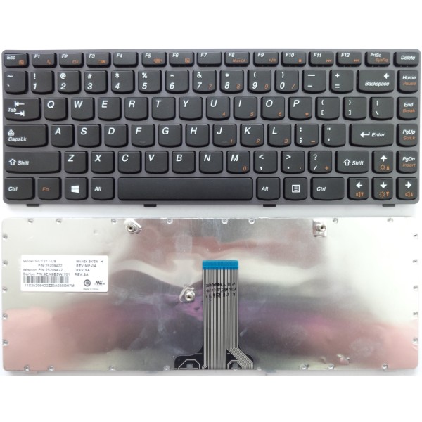Клавиатура за Lenovo B470 G470 V470 Черна със сива рамка US
