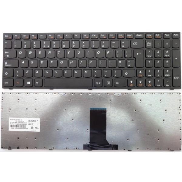 Клавиатура за Lenovo B5400 M5400 Черна с черна рамка Голям ентър UK
