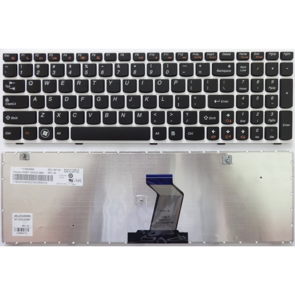 Клавиатура за Lenovo Ideapad G580 Z580 V580 Черна с Бяла рамка