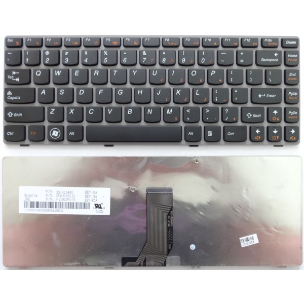 Клавиатура за Lenovo IdeaPad Z470 Z370 Черна със сива-розова рамка