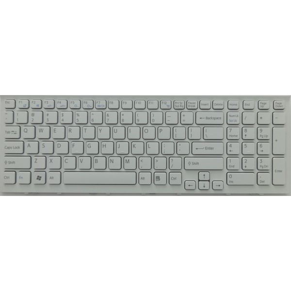 Клавиатура за Sony Vaio VPC-EH PCG-71811L PCG-71811M Бяла с Бяла рамка US