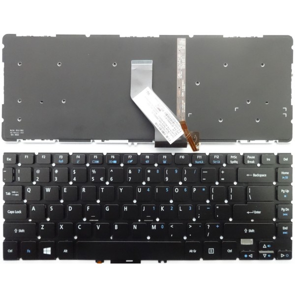 Клавиатура за Acer Aspire V5-472 V5-472G V5-473 V5-473G Черна без рамка с подсветка