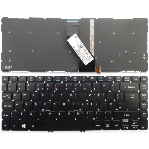 Клавиатура за Travelmate P446-M P446-MG P645-M P645-MG P645-S P645-V P645-VG Acer Aspire V5-472 V5-473 Черна без рамка с подсветка с голям ентър UK