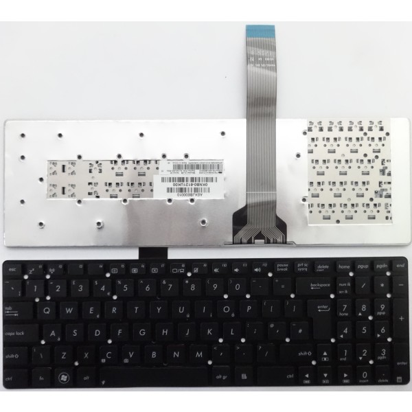 Клавиатура за Asus K55 A55 U57 S56 Черна без рамка с голям ентър UK