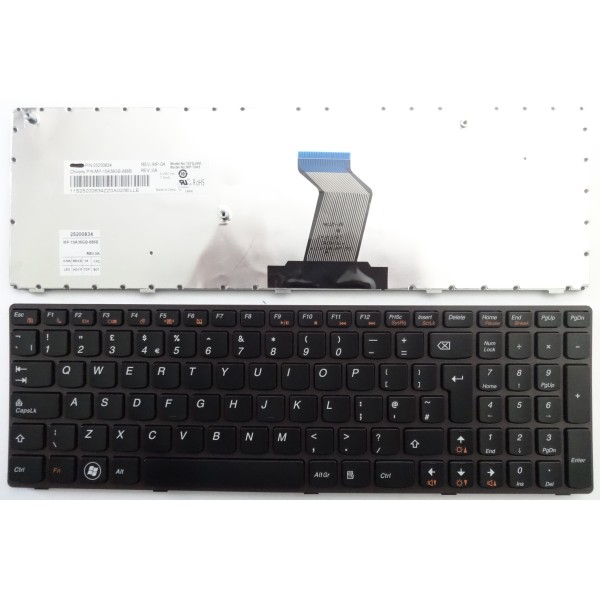 Клавиатура за Lenovo Z570 B570 V570 B575 V575 Z575 B580 B590 Черна с лилава рамка с голям ентър UK