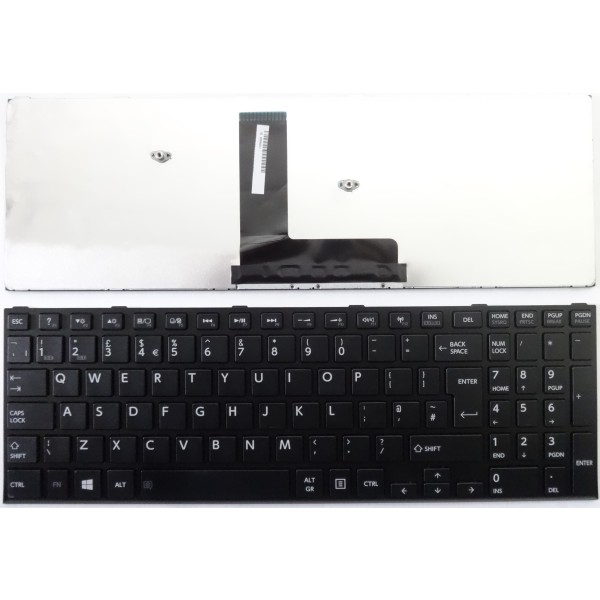 Клавиатура за Toshiba Satellite C50T-A C50D-B C55D-B Черна с черна рамка с голям ентър UK