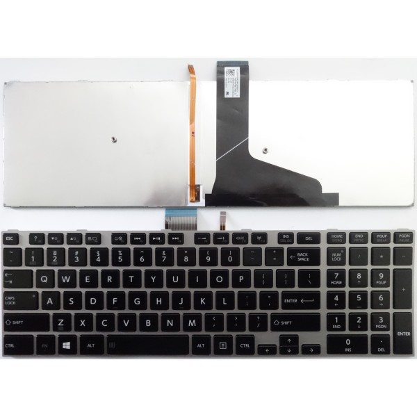 Клавиатура за Toshiba S50D S50-A S50 S50D-A S50T S50T-A M50D-A S55 L50 L50-A сива рамка с подсветка