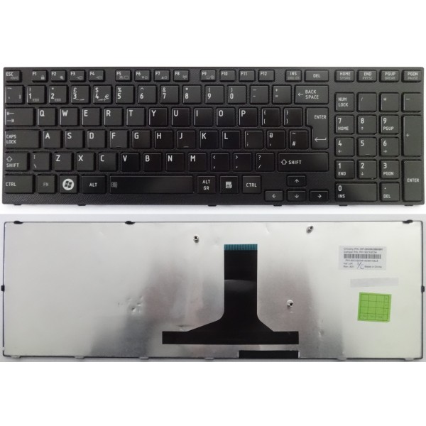 Клавиатура за Toshiba Satellite A660 A665 Черна с черна гланцова рамка с голям ентър UK