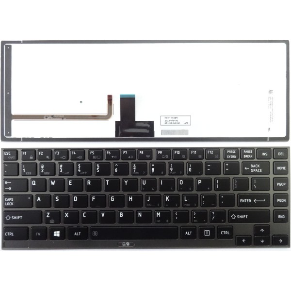 Клавиатура за Toshiba Z830 Черна със сива рамка с подсветка