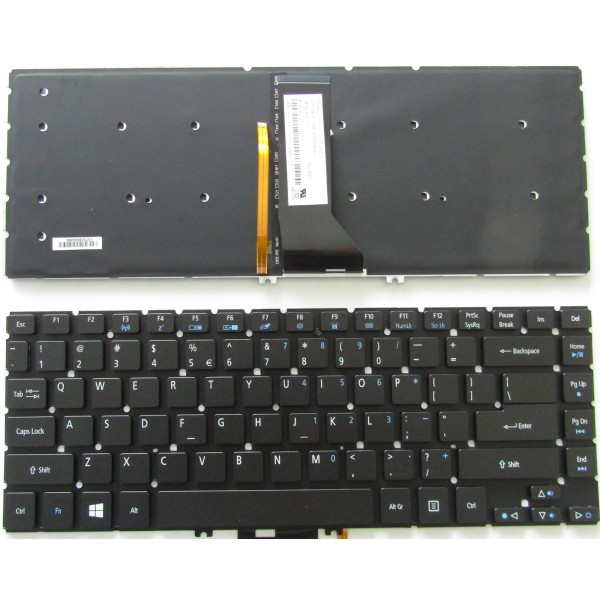 Клавиатура за Acer Aspire 3830 4830 E1-410 E1-422 E1-430 E1-470 E1-472 | Черна | С подсветка | US