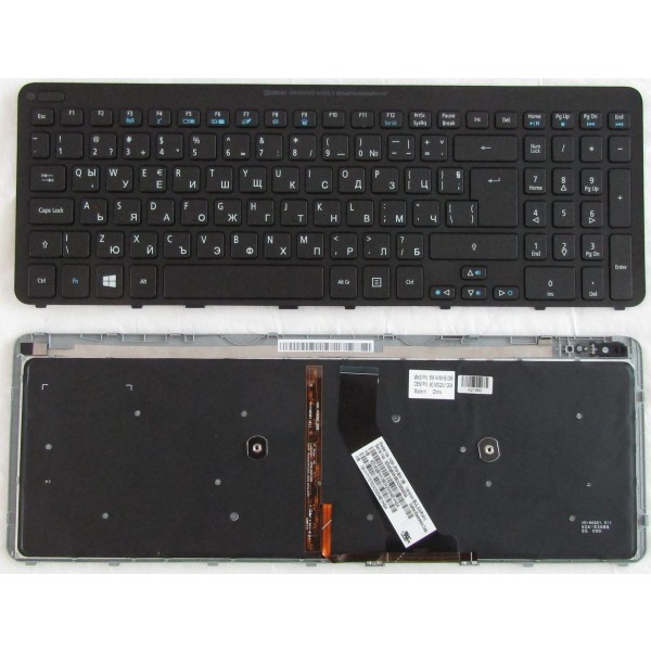 Клавиатура за Acer Aspire V5-531 V5-531P V5-531G V5-571 V5-571G Черна с рамка Подсветка Фабрична Кирилица BG
