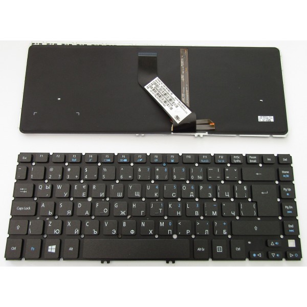 Клавиатура за Acer V5-471 V5-431 M5-481 Черна с Подсветка Голям Ентър Фабрична Кирилица