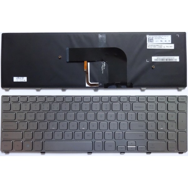 Клавиатура за Dell Inspiron 17-7000 серия 17 (7737) сребърна рамка с подсветка