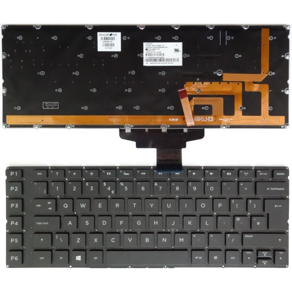 Клавиатура за HP OMEN 15-5000 Черна без рамка с Подсветка Win8 Голям Ентър UK