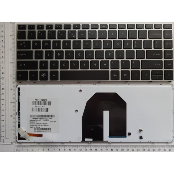 Клавиатура за HP Probook 5330 5330M Черна със сива рамка с Подсветка
