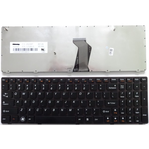 Клавиатура за Lenovo Z570 B570 V570 B575 V575 Z575 B580 B590 Черна с тъмно лилава рамка 