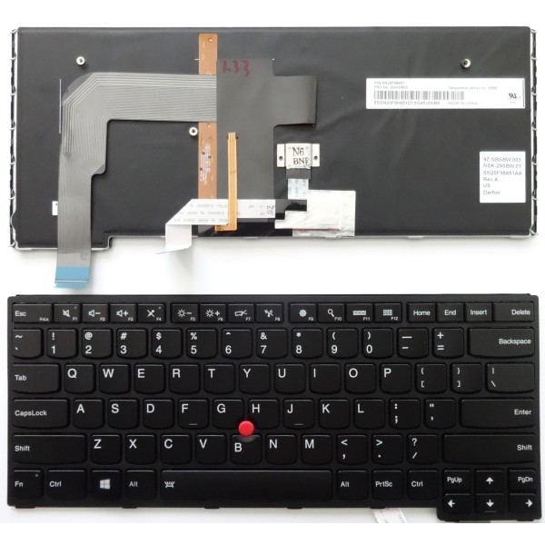 Клавиатура за Lenovo YOGA 14 Черна с черна рамка с подсветка за Win8 