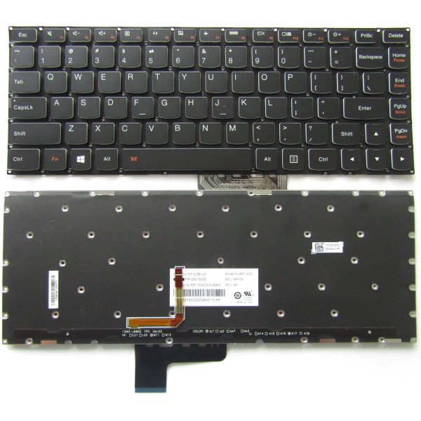 Клавиатура за Lenovo YOGA 2 13" Черна Без Рамка с Подсветка
