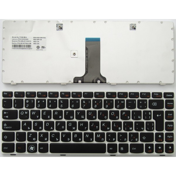 Клавиатура за Lenovo Z380 G480 G485 Z480 Z485 Черна с Бяла Рамка | Фабрична Кирилица BG