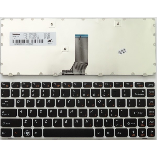 Клавиатура за Lenovo Z380 Z480 Z485 G480 G485 Черна с бяла рамка