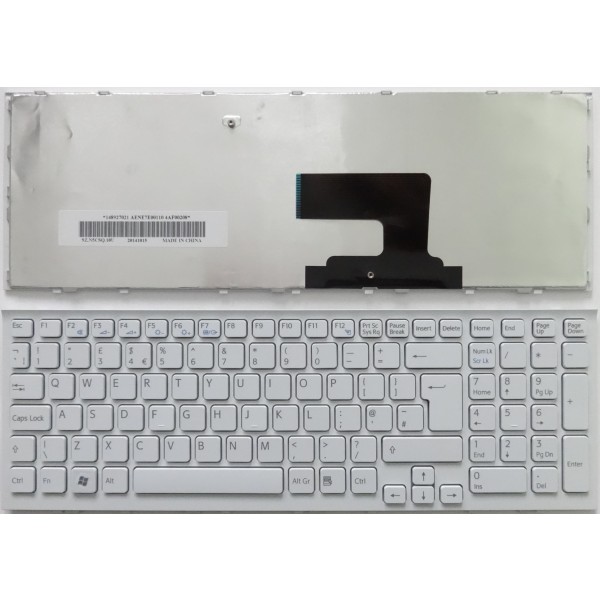 Клавиатура за Sony Vaio VPC-EE VPCEE Бяла с бяла рамка Голям Ентър UK