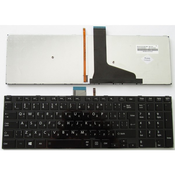 Клавиатура за Toshiba L50 S50 S55 L50-A S50-A S50D S50D-A S50T S50T-A M50D-A Черна Гланц с Подсветка и Фабрична Кирилица BG