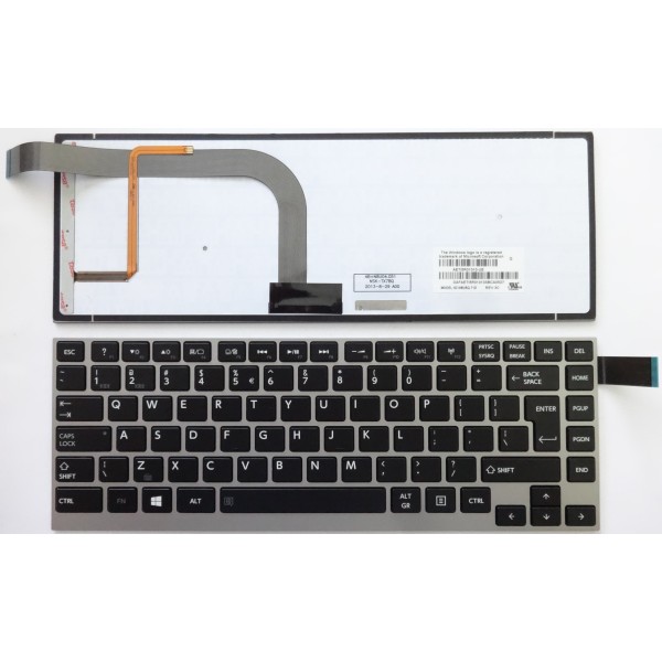 Клавиатура за Toshiba U900W W35DT W35D Сива рамка с подсветка и Голям Ентър