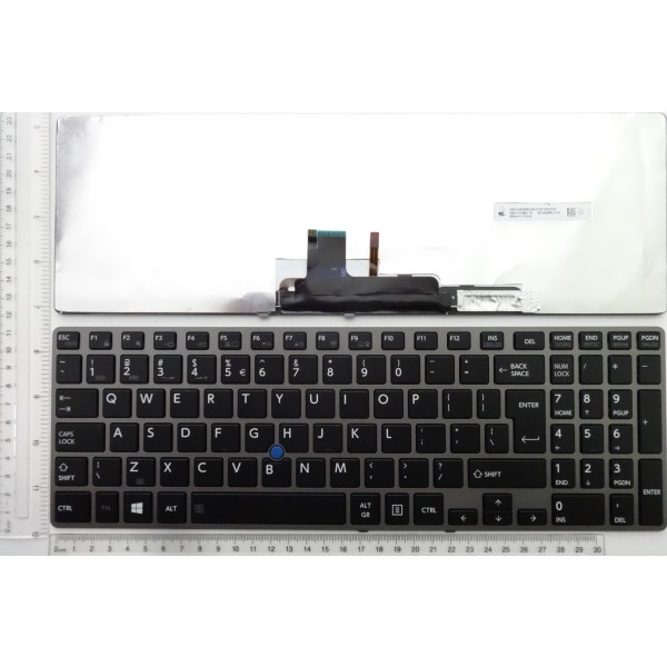 Клавиатура за Toshiba Z50 Черна със сива рамка с Подсветка Win8 Голям Ентър US