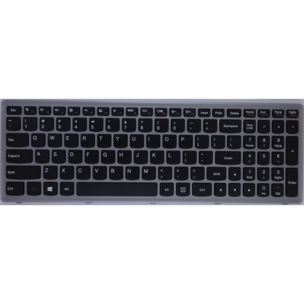 Клавиатура за Lenovo Ideapad U510 Z710 Черна със Сива Рамка