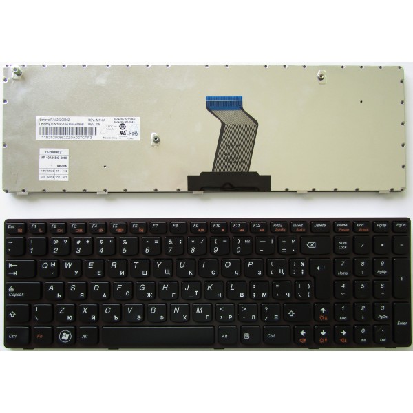 Клавиатура за Lenovo Z570 B570 V570 B575 V575 Z575 B580 B590 Черна с Тъмно Лилава рамка Голям Ентър Фабрична Кирилица BG