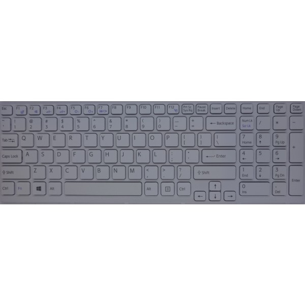 Клавиатура за Sony Vaio SVE15 Бяла с Бяла рамка